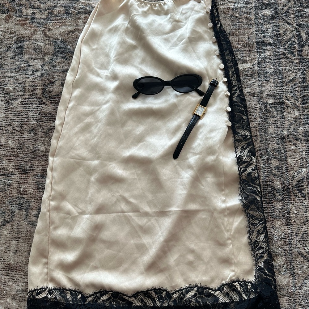 Victoria's Secret Cream and Black Satin Skirt